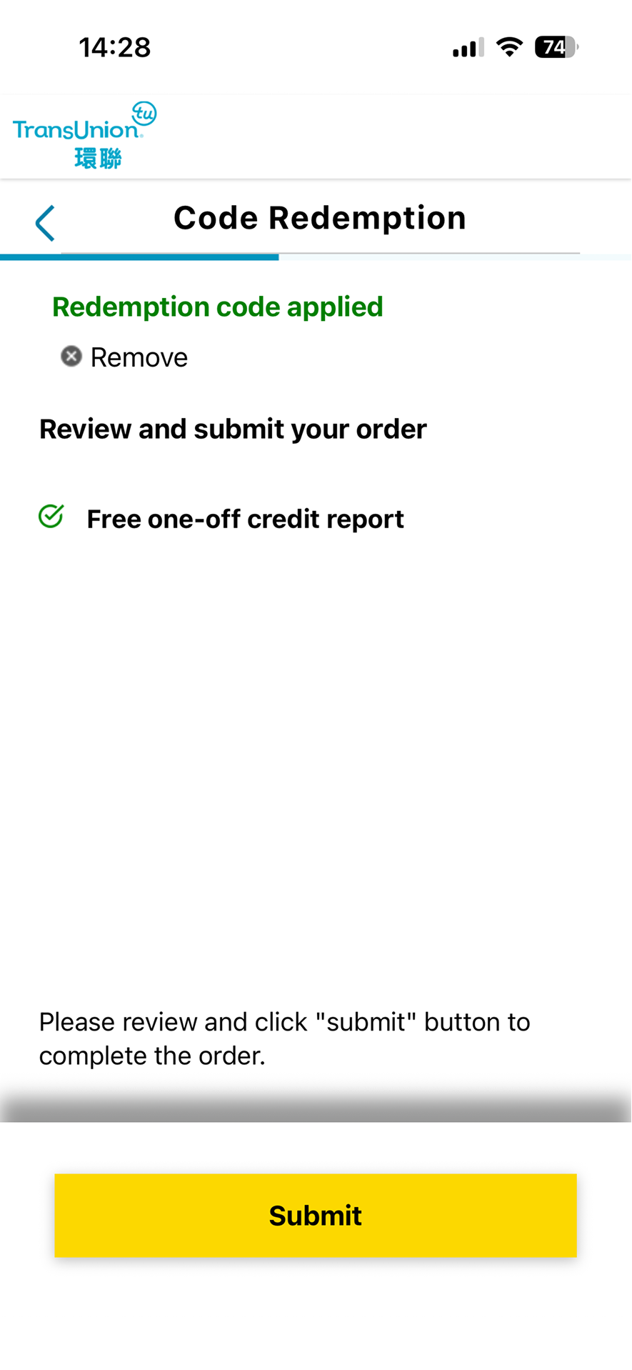 Click "Submit" to confirm